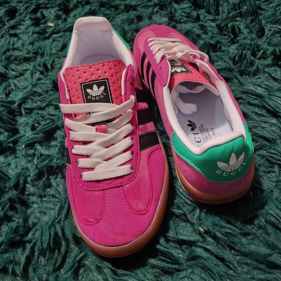 Adidas x Gucci Gazelle Sneakers Pink Green Black Collab Style Size 6.5 - Picture 2 of 11